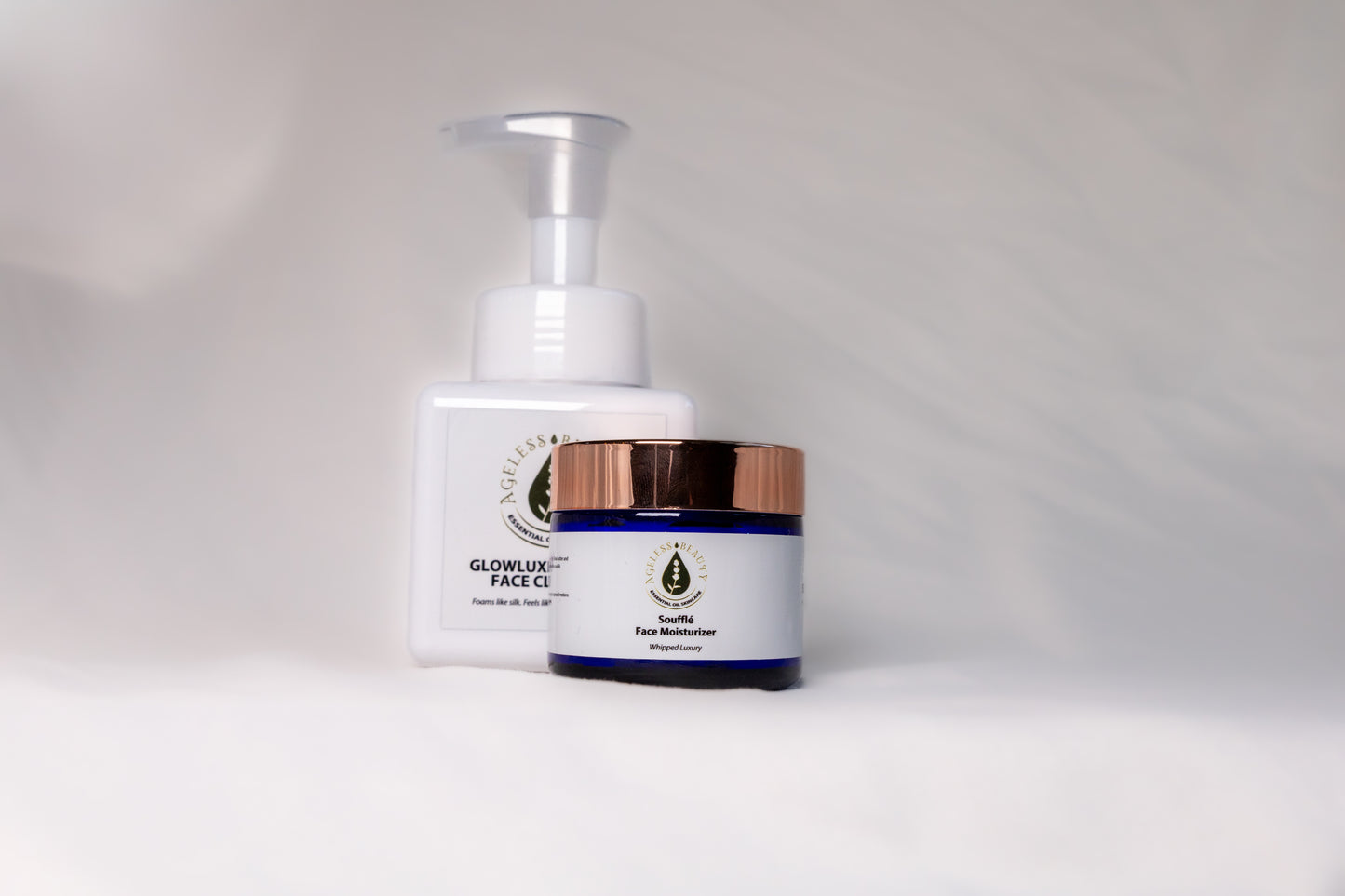 AGELESS BEAUTY LINE BUNDLE - Glowluxe Foaming Face Cleanser, Morning Glow, & Souffle Face Moisturizer