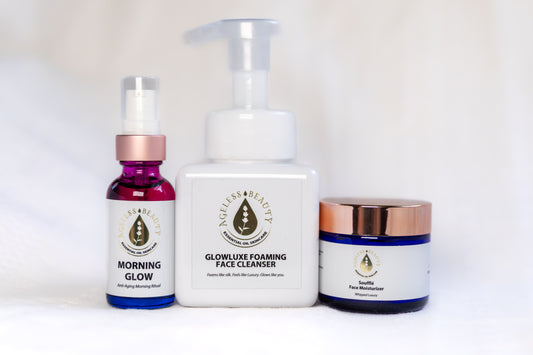AGELESS BEAUTY LINE BUNDLE - Glowluxe Foaming Face Cleanser, Morning Glow, & Souffle Face Moisturizer